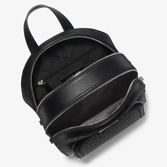 New Michael Kors Jaycee Medium Ombré Signature Logo Backpack Black - Picture 3 of 4